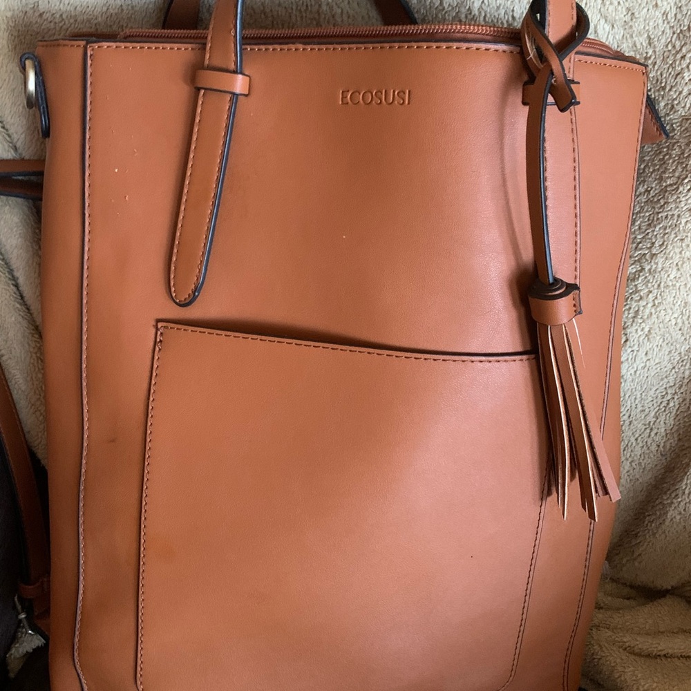 Ecosusi Brown Leather Tote Bag